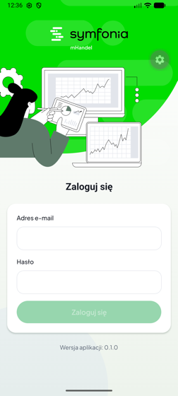 Ekran logowania w aplikacji mHandel