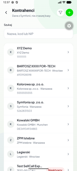 Lista kontrahentów z danymi z Symfonii