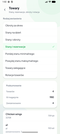 Zestawienie towarowe — stany, rezerwacje, obroty, rotacja