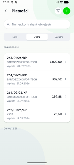 Lista płatności — wpłaty i wypłaty