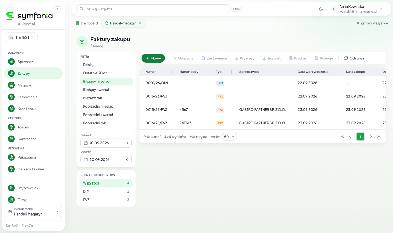 Lista faktur zakupu